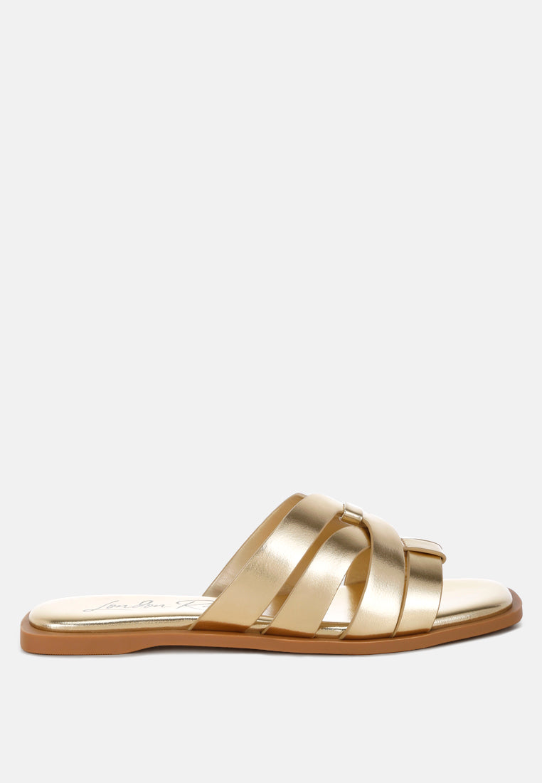 Hebal Metallic Faux Leather Slip Ons By FT