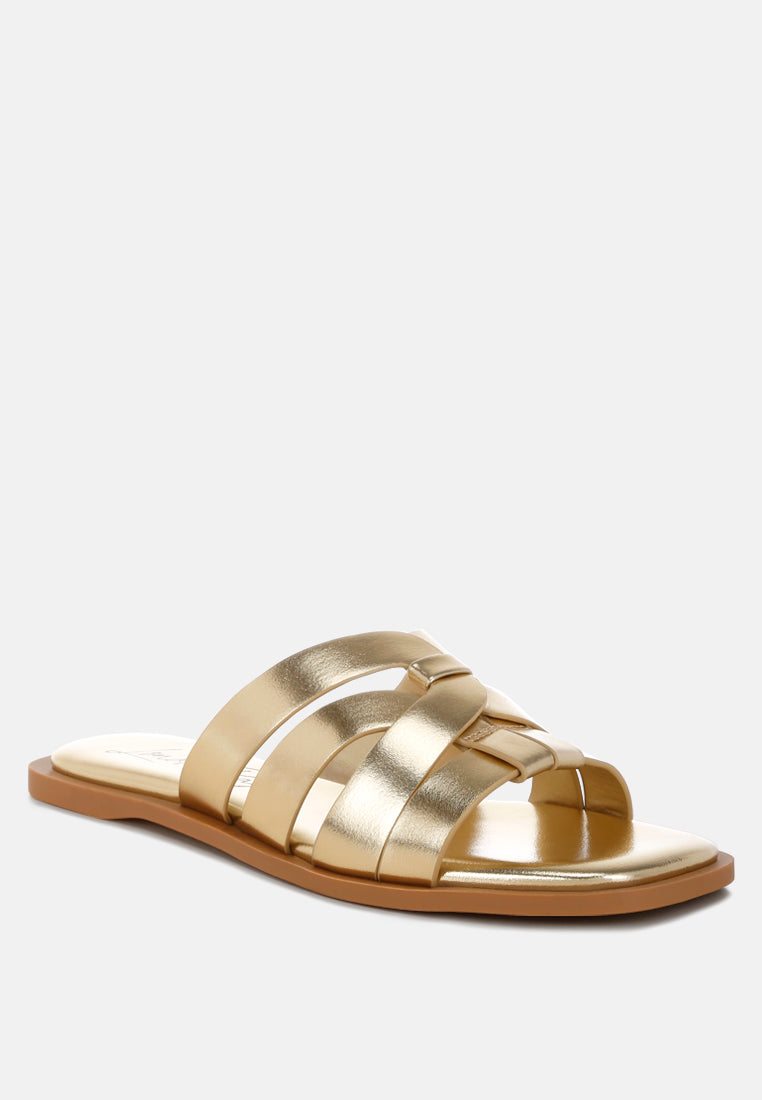 Hebal Metallic Faux Leather Slip Ons By FT