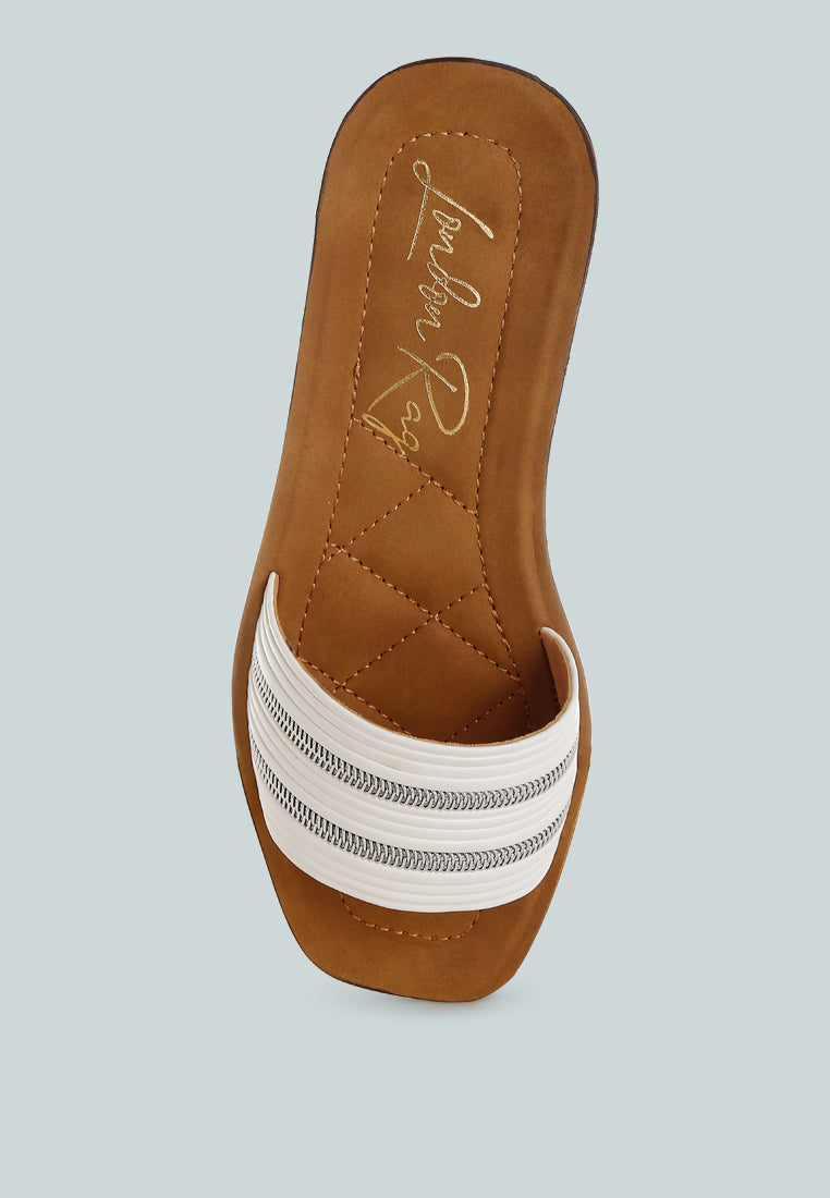 Zosaya Faux Zipper Detail Slip Ons