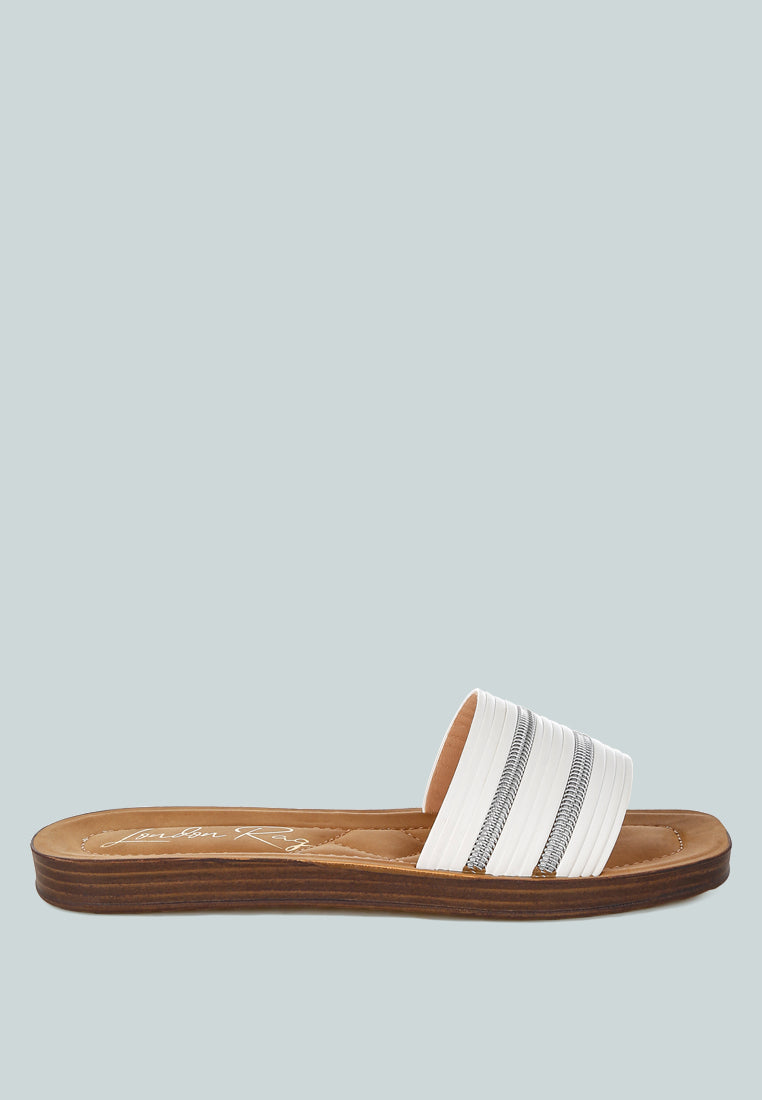 Zosaya Faux Zipper Detail Slip Ons