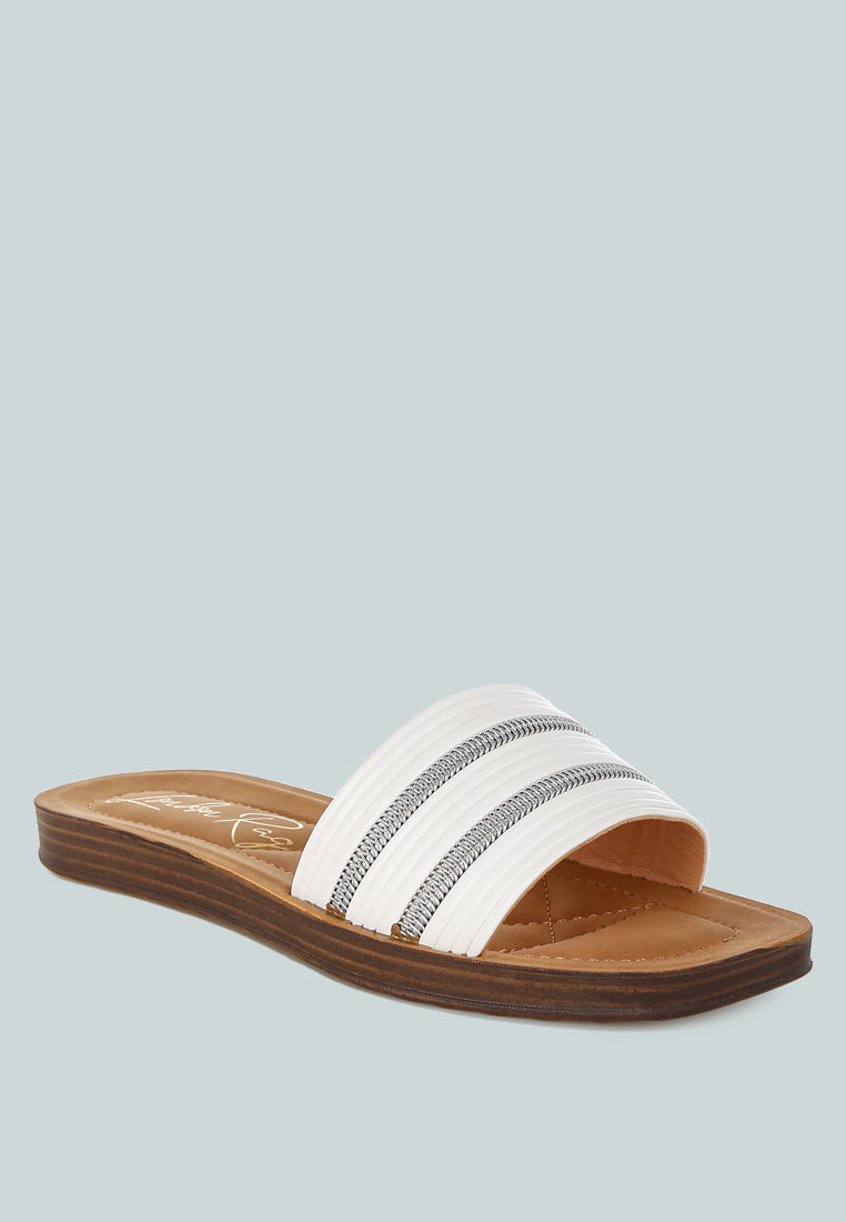 Zosaya Faux Zipper Detail Slip Ons