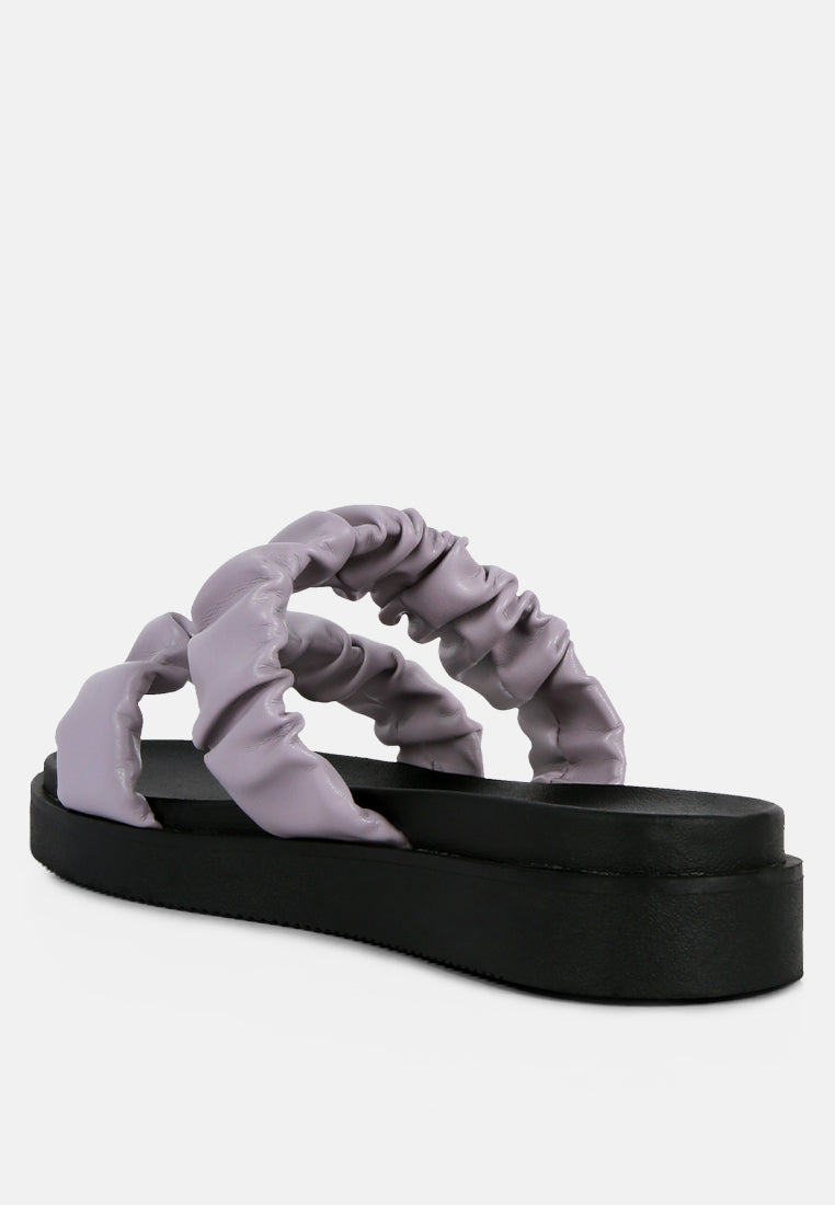 Maiden Platform Faux Leather Ruched Strap Platform Sandals