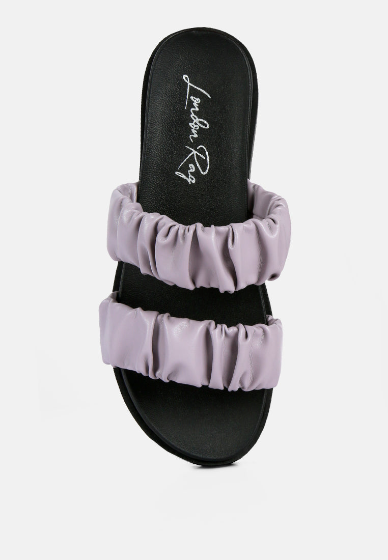 Maiden Platform Faux Leather Ruched Strap Platform Sandals