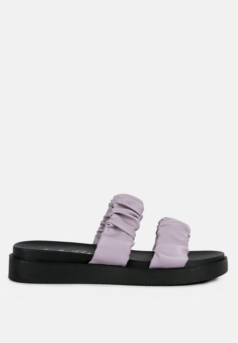 Maiden Platform Faux Leather Ruched Strap Platform Sandals
